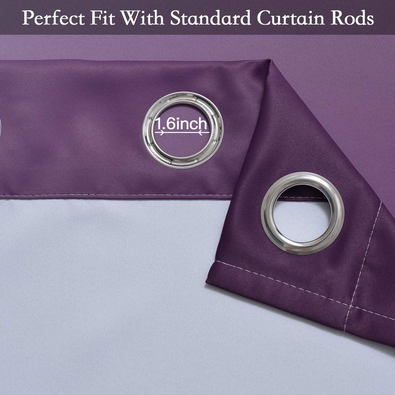 SimpleHome Ombre Room Darkening Curtains for Bedroom, Gradient Purple to Grey White Light Blocking Thermal Insulated Grommet Window Curtains/Drapes for Living Room,2 Panels, 52x84 inches Length - Image 5